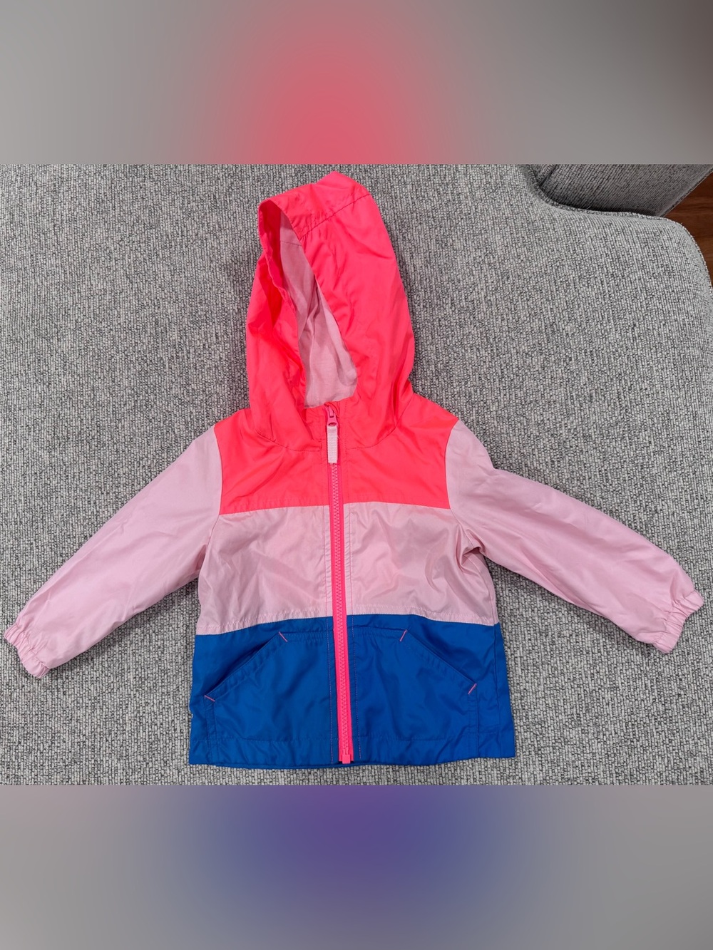 Cat & Jack Pink & Blue Colorblock Hooded Windbreaker Jacket